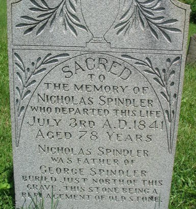 Nicholas Spindler tombstone